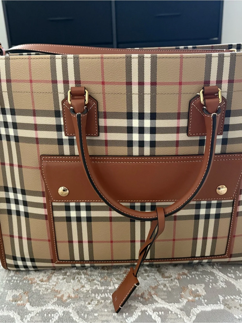 Burberry Medium Freya Tote in Classic Check Color